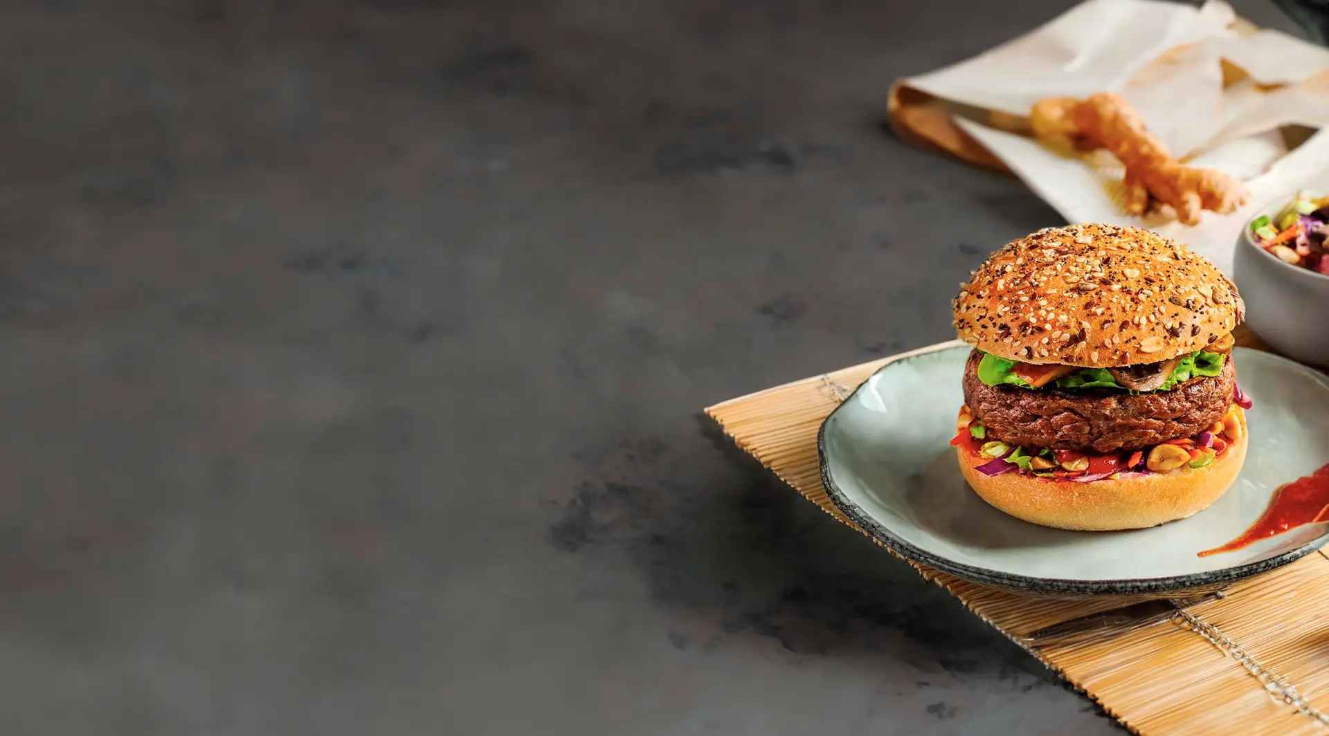 Délicieux burger avec steak haché pur bœuf Grand cru Race Limousine