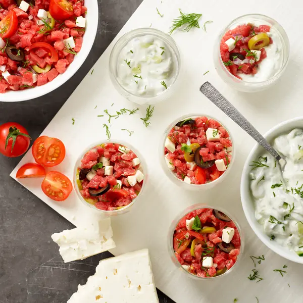 Apero tartare fraîcheur à la grecque