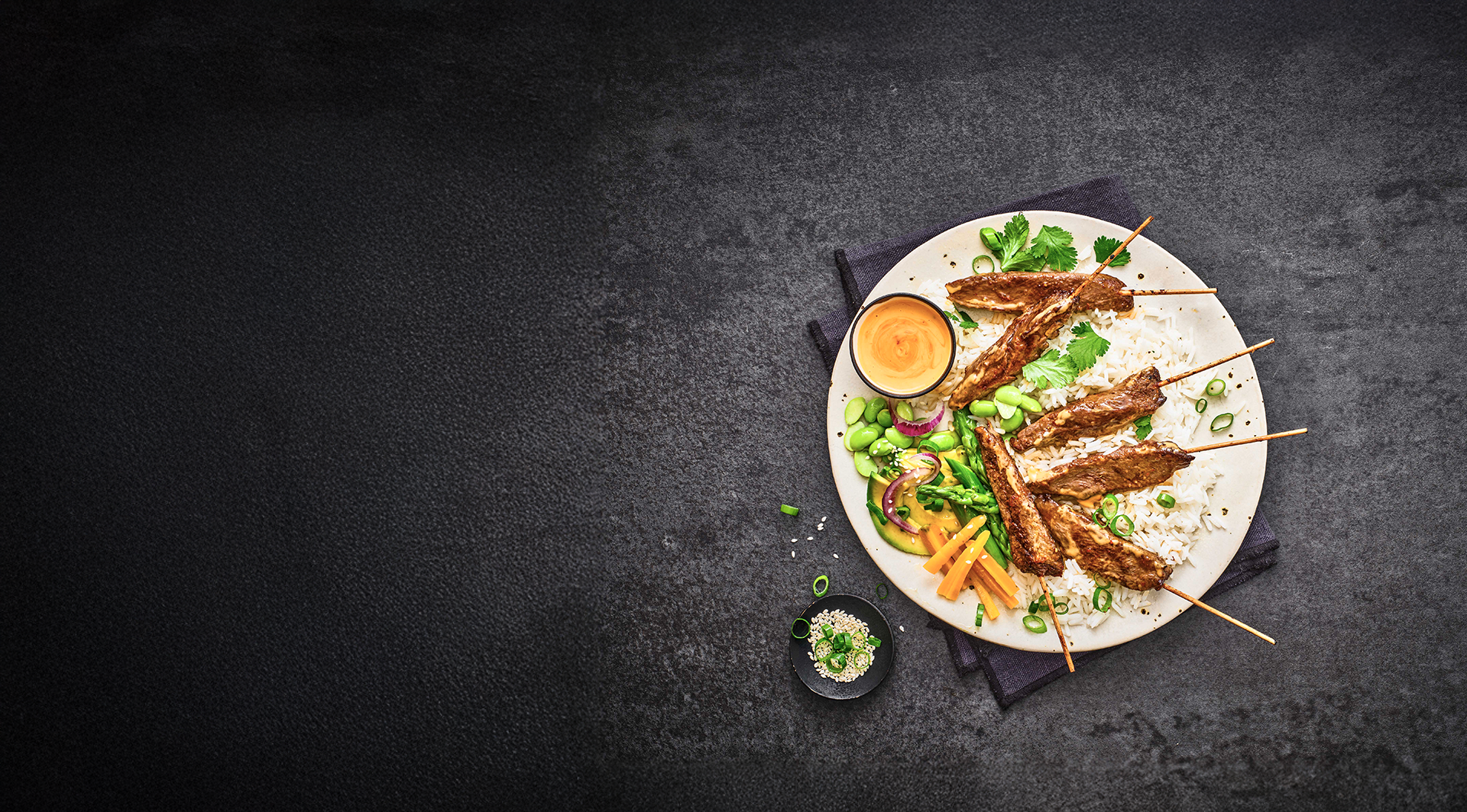 Brochettes de boeuf sauce Bang Bang